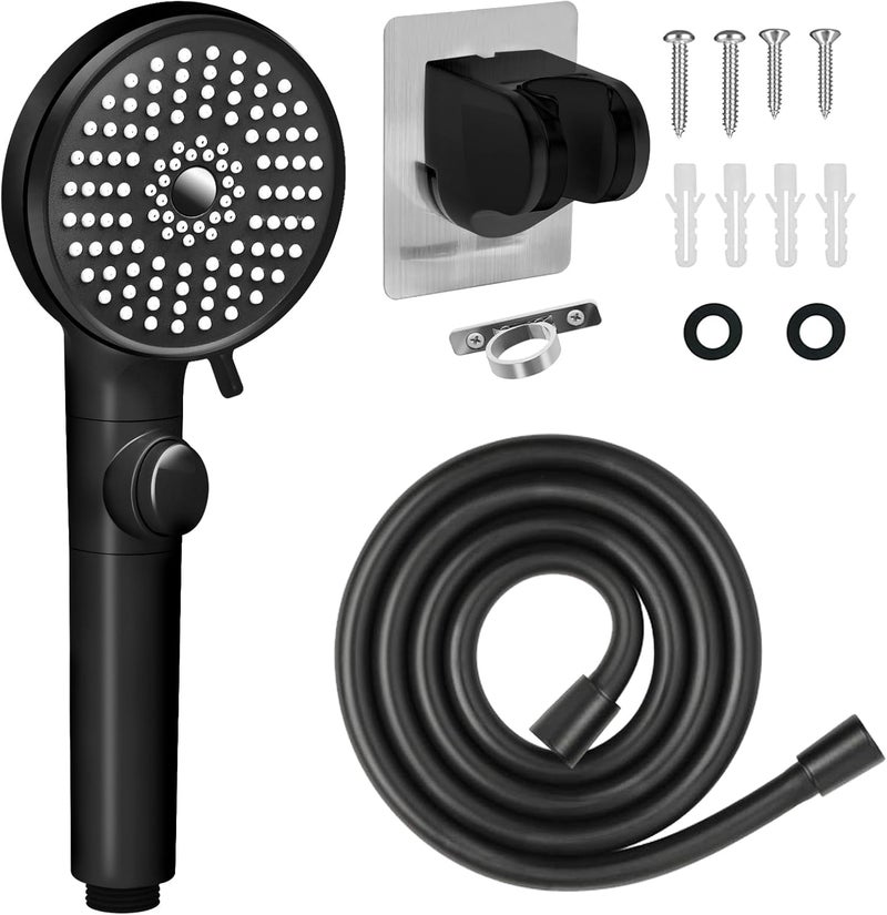 FOCSPROD RV Shower Head with Hose, High Pressure 5 Mode Shower head Replacement, Shower Head for RV/Campers, Travel Trailer, Motorhome for Water Saving, Shower Head Holder and Hose, On Off Switch, Black - Image 1